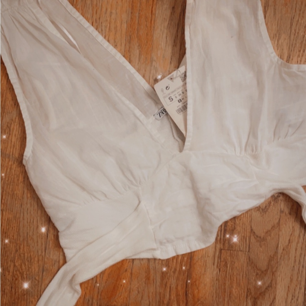 Zara white tie crop top.